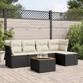 Set de sofás de jardín 6 piezas y cojines ratán sintético negro de , Conjuntos de jardín - Ref: Foro24-3255944, Precio: 337,5...