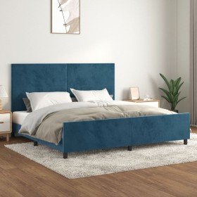 Estructura cama sin colchón terciopelo azul oscuro 200x200 cm Estructura cama sin colchón terciopelo azul oscuro 200x200 cm