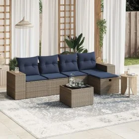 6-piece garden furniture set with gray synthetic rattan cushions by , Garden sets - Ref: Foro24-3264406, Price: 366,25 €, Dis...
