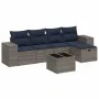 Gartenmöbel-Set 6-teilig mit grauen Polstern aus synthetischem Rattan von , Gartensets - Ref: Foro24-3264406, Preis: 367,04 €...