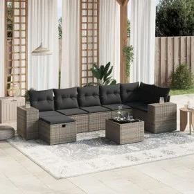 Garden sofa set 8 pieces and gray synthetic rattan cushions by , Garden sets - Ref: Foro24-3264446, Price: 491,80 €, Discount: %