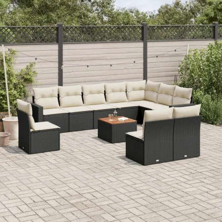 Garden sofa set 11 pieces and black synthetic rattan cushions by , Garden sets - Ref: Foro24-3256504, Price: 604,20 €, Discou...