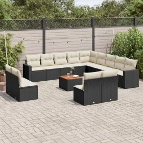 Garden sofa set with 14 pieces of black synthetic rattan and cushions. by , Garden sets - Ref: Foro24-3256707, Price: 788,87 ...
