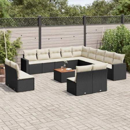 Gartensofa-Set und Kissen, 14-teilig, aus schwarzem Kunststoff-Rattan. von , Gartensets - Ref: Foro24-3256707, Preis: 788,41 ...