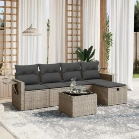 6-piece garden furniture set with gray synthetic rattan cushions by , Garden sets - Ref: Foro24-3263786, Price: 346,02 €, Dis...