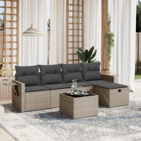 Gartenmöbel-Set 6-teilig mit grauen Polstern aus synthetischem Rattan von , Gartensets - Ref: Foro24-3263786, Preis: 344,77 €...