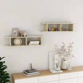 Wandregale 2 Stück Sperrholz Eiche Sonoma 90x18x20 cm von , Regale und Regale - Ref: Foro24-807199, Preis: 33,24 €, Rabatt: %