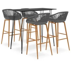 High table and 5-piece bar stools set in black and gray. by , Furniture sets for kitchens and dining rooms - Ref: Foro24-3057...