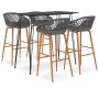 Hoher Tisch und 5-teilige Barhocker in Schwarz und Grau. von , Möbelsets für Küchen und Esszimmer - Ref: Foro24-3057380, Prei...