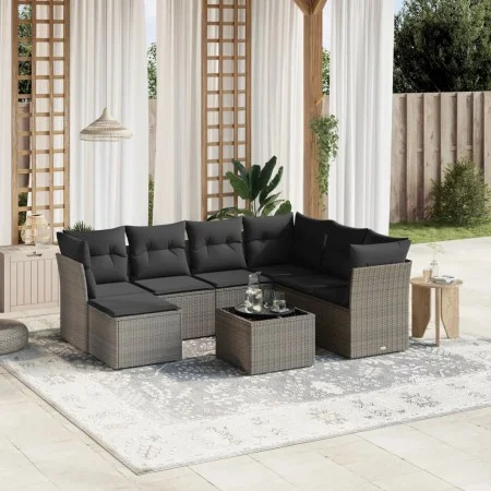 Set de sofás de jardín 8 pzas y cojines ratán sintético gris de , Conjuntos de jardín - Ref: Foro24-3263226, Precio: 457,50 €...