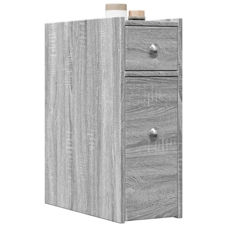 Armario de baño estrecho con ruedas madera gris Sonoma von , Schließfächer und Lagerschränke - Ref: Foro24-855291, Preis: 70,...