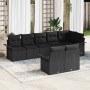 Conjunto de sofá de jardín con cojín 8 pcs Negro Poliratán