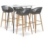 High table and 5-piece bar stools set in white and gray. by , Furniture sets for kitchens and dining rooms - Ref: Foro24-3057...
