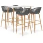 High table and 5-piece bar stools set in white and gray. by , Furniture sets for kitchens and dining rooms - Ref: Foro24-3057...