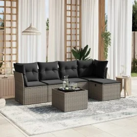 Gartenmöbel-Set 6-teilig mit grauen Polstern aus synthetischem Rattan von , Gartensets - Ref: Foro24-3263146, Preis: 332,24 €...