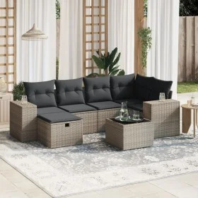 7-teiliges Gartensofa-Set mit grauen PE-Rattan-Kissen. von , Gartensets - Ref: Foro24-3264426, Preis: 439,23 €, Rabatt: %
