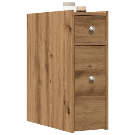 Schmaler Badezimmerschrank mit Rollen aus Eichenholz in Artisan-Stil. von , Schließfächer und Lagerschränke - Ref: Foro24-855...