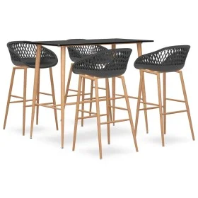 High table and 5-piece bar stools set in black and gray. by , Furniture sets for kitchens and dining rooms - Ref: Foro24-3057...