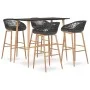 High table and 5-piece bar stools set in black and gray. by , Furniture sets for kitchens and dining rooms - Ref: Foro24-3057...