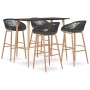 Hoher Tisch und 5-teilige Barhocker in Schwarz und Grau. von , Möbelsets für Küchen und Esszimmer - Ref: Foro24-3057464, Prei...