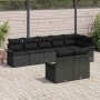 Conjunto de sofá de jardín con cojín 8 pcs Negro Poliratán