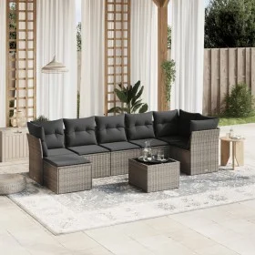 Garden sofa set 8 pieces and gray synthetic rattan cushions by , Garden sets - Ref: Foro24-3263206, Price: 456,61 €, Discount: %