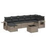 Garden sofa set 8 pieces and gray synthetic rattan cushions by , Garden sets - Ref: Foro24-3263826, Price: 466,03 €, Discount: %