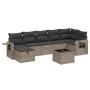 Garden sofa set 8 pieces and gray synthetic rattan cushions by , Garden sets - Ref: Foro24-3263826, Price: 475,51 €, Discount: %