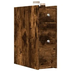 Narrow bathroom cabinet with smoked oak wood and wheels by , Lockers and storage cabinets - Ref: Foro24-855290, Price: 67,95 ...