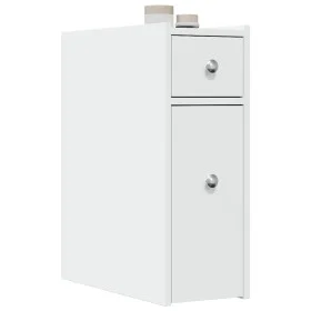 Schmaler Badezimmerschrank auf Rollen aus weißem Ingenieurholz von , Schließfächer und Lagerschränke - Ref: Foro24-855286, Pr...