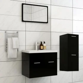 Badezimmerschrank-Set aus schwarzer Ingenieurholzmasse von , Badezimmermöbel - Ref: Foro24-3071181, Preis: 203,98 €, Rabatt: %