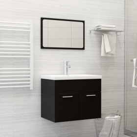 Badezimmerschrank-Set aus schwarzer Ingenieurholzmasse von , Badezimmermöbel - Ref: Foro24-3071316, Preis: 209,77 €, Rabatt: %