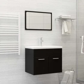 Badezimmerschrank-Set aus schwarzer Ingenieurholzmasse von , Badezimmermöbel - Ref: Foro24-3071316, Preis: 197,00 €, Rabatt: %