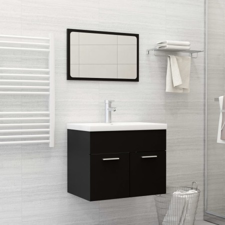Badezimmerschrank-Set aus schwarzer Ingenieurholzmasse von , Badezimmermöbel - Ref: Foro24-3071316, Preis: 209,77 €, Rabatt: %