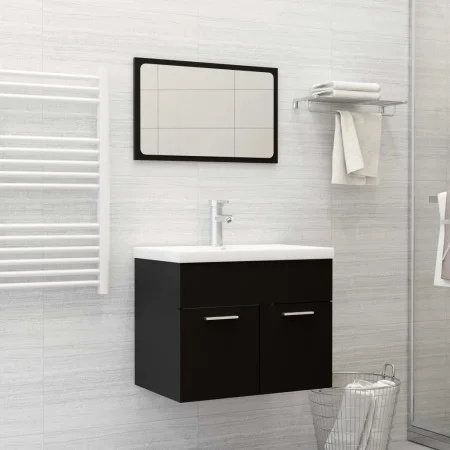 Juego de muebles de baño madera de ingeniería negro de , Muebles de baño - Ref: Foro24-3071316, Precio: 197,70 €, Descuento: %