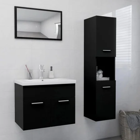 Juego de muebles de baño madera de ingeniería negro de , Muebles de baño - Ref: Foro24-3071406, Precio: 262,01 €, Descuento: %