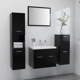 Badezimmerschrank-Set aus schwarzer Ingenieurholzmasse von , Badezimmermöbel - Ref: Foro24-3071361, Preis: 296,52 €, Rabatt: %