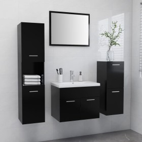 Engineered wood black bathroom furniture set by , Bathroom furniture - Ref: Foro24-3071361, Price: 314,10 €, Discount: %
