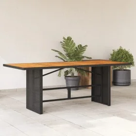 Mesa de jardín superficie madera acacia ratán negro 190x80x75cm by , Garden tables - Ref: Foro24-365600, Price: 223,29 €, Dis...