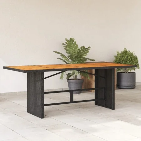 Mesa de jardín superficie madera acacia ratán negro 190x80x75cm de , Mesas de jardín - Ref: Foro24-365600, Precio: 223,29 €, ...
