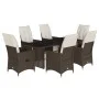 Set de mesa y sillas jardín 7 pzas con cojines ratán PE marrón by , Garden sets - Ref: Foro24-3276921, Price: 876,54 €, Disco...