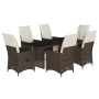 Set de mesa y sillas jardín 7 pzas con cojines ratán PE marrón by , Garden sets - Ref: Foro24-3276921, Price: 839,73 €, Disco...