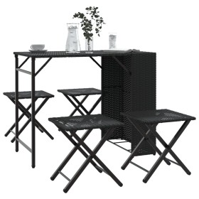 Juego de comedor de jardín plegable 5 piezas ratán PE negro de , Conjuntos de jardín - Ref: Foro24-365944, Precio: 167,56 €