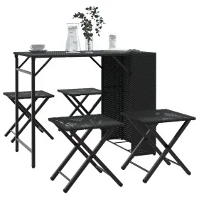 Juego de comedor de jardín plegable 5 piezas ratán PE negro by , Garden sets - Ref: Foro24-365944, Price: 164,49 €, Discount: %