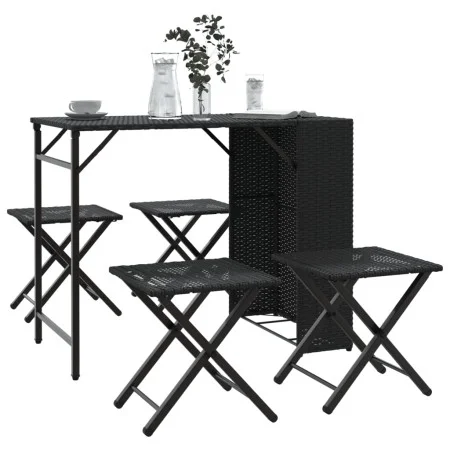 Juego de comedor de jardín plegable 5 piezas ratán PE negro by , Garden sets - Ref: Foro24-365944, Price: 164,49 €, Discount: %