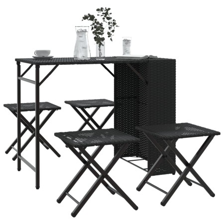 Juego de comedor de jardín plegable 5 piezas ratán PE negro by , Garden sets - Ref: Foro24-365944, Price: 167,66 €, Discount: %