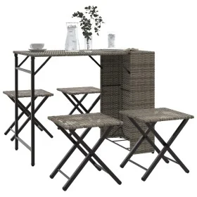 Juego de comedor de jardín plegable 5 piezas ratán PE gris von , Gartensets - Ref: Foro24-365946, Preis: 168,40 €, Rabatt: %
