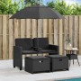 Sofá jardín 2 plazas con sombrilla y taburetes ratán PE negro von , Outdoor-Sofas - Ref: Foro24-365883, Preis: 244,21 €, Raba...