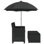 Sofá jardín 2 plazas con sombrilla y taburetes ratán PE negro von , Outdoor-Sofas - Ref: Foro24-365883, Preis: 244,21 €, Raba...