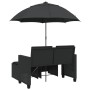 Sofá jardín 2 plazas con sombrilla y taburetes ratán PE negro von , Outdoor-Sofas - Ref: Foro24-365883, Preis: 244,21 €, Raba...